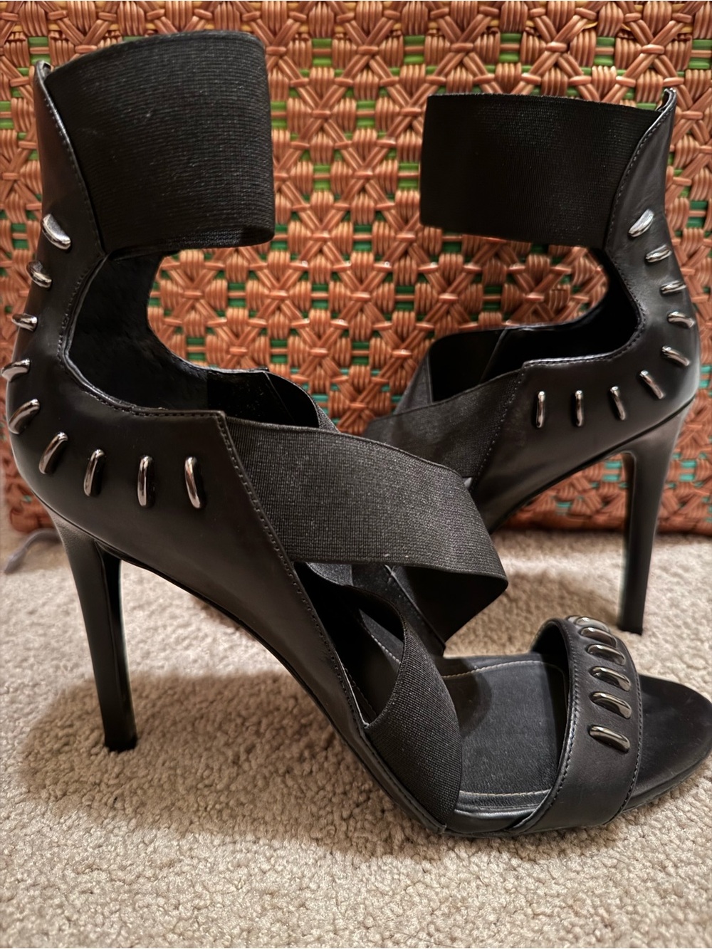 Black Strappy High Heel Sandals - Women's